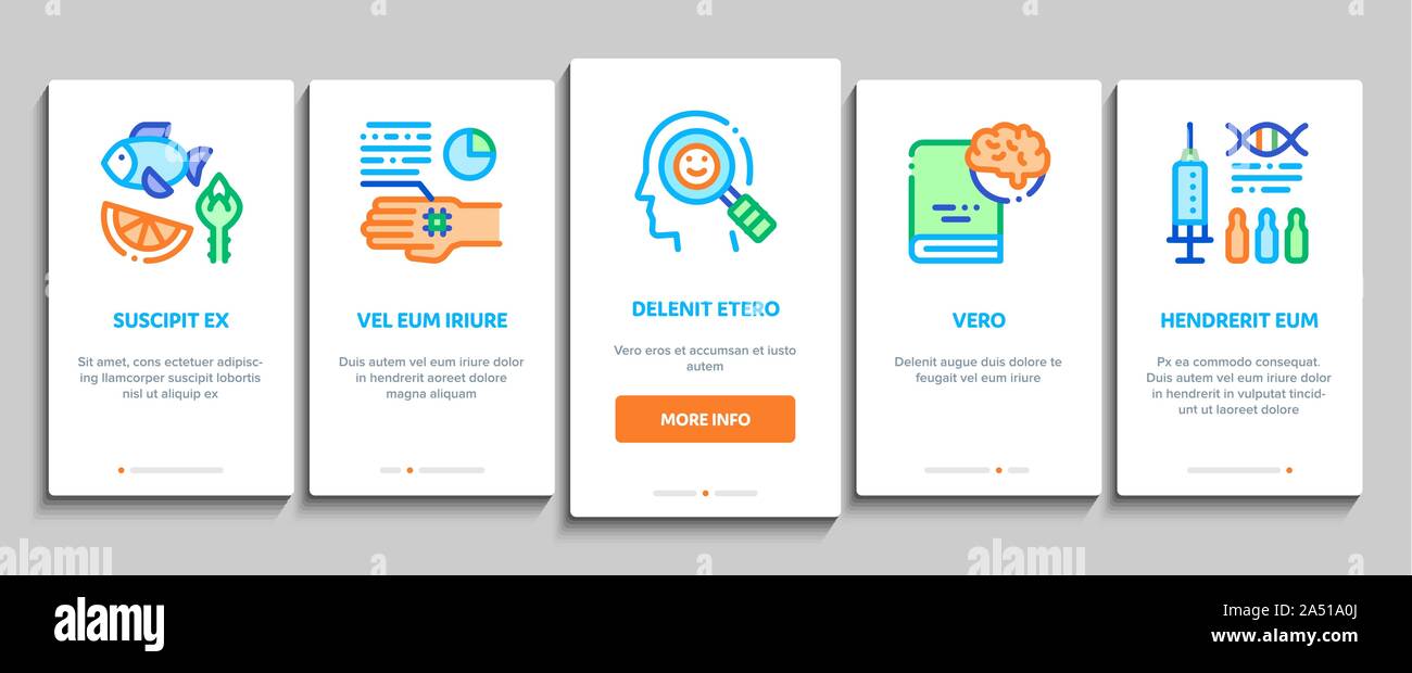 Biohacking Onboarding Elements Icons Set Vector Stock Vector
