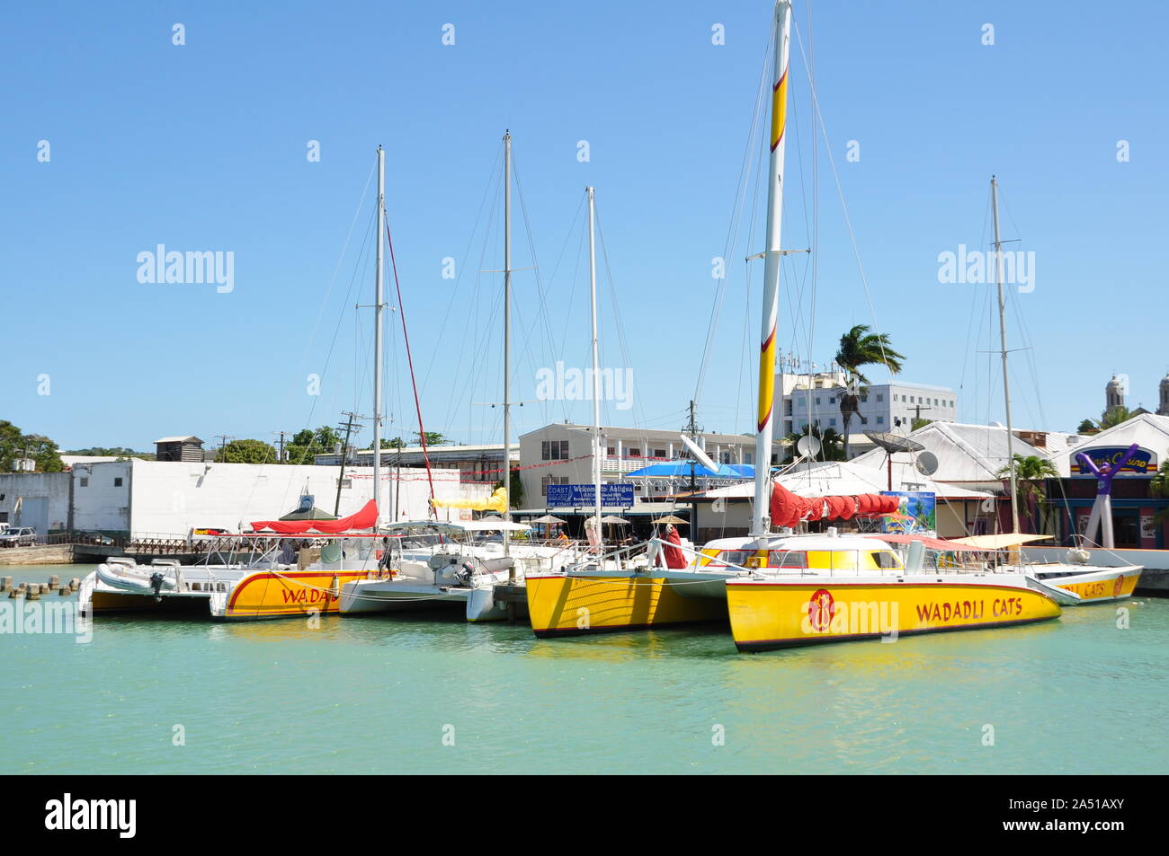 Catamarans, St John's harbour, Antigua Stock Photo