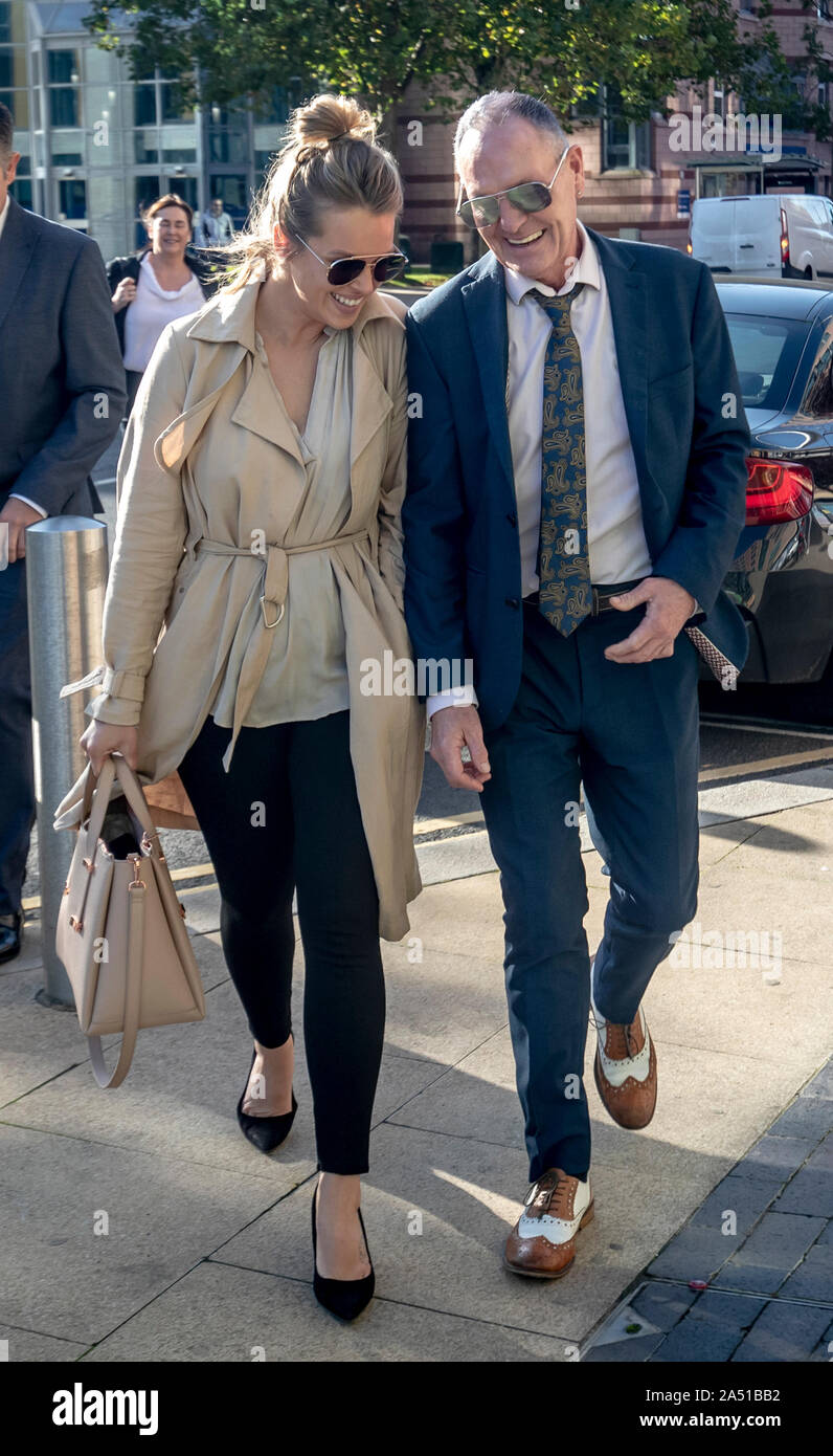 Former England footballer Paul Gascoigne with Katie Davies, Personal Manager for Paul Gascoigne M&N Management, leaving Teesside Crown Court, Middlesbrough, after he was cleared of all charges of sexually assaulting a woman on a train. Stock Photo