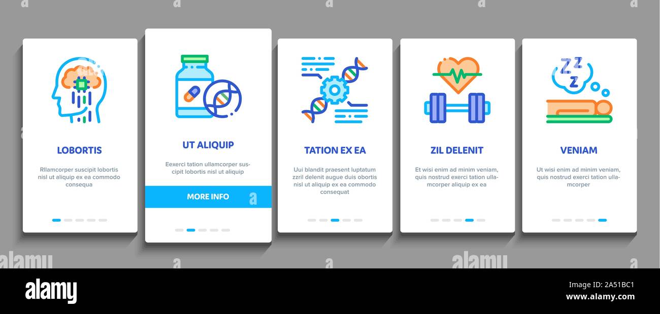 Biohacking Onboarding Elements Icons Set Vector Stock Vector
