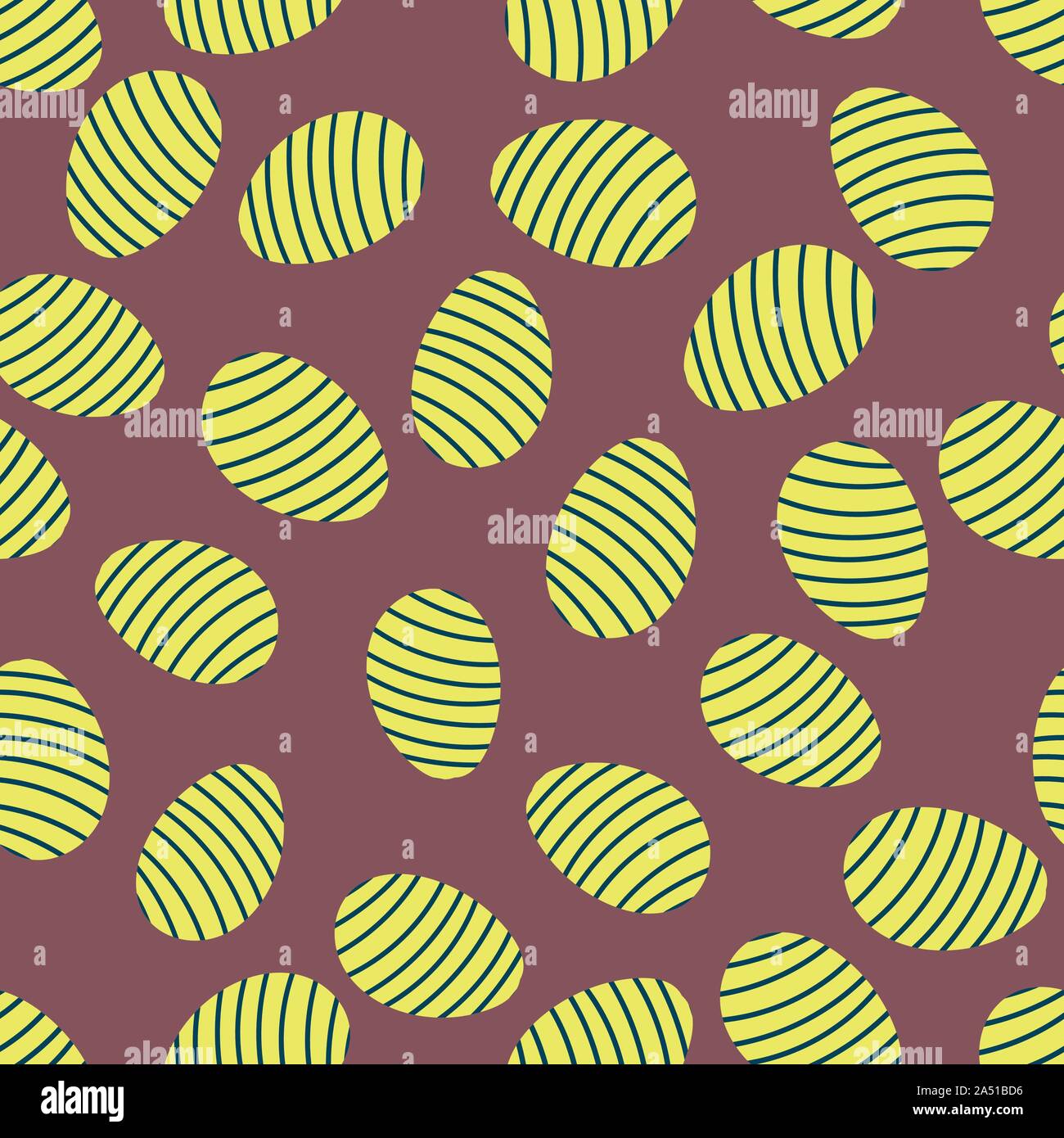 seamless vector pattern with yellow striped easter eggs Stock Vector