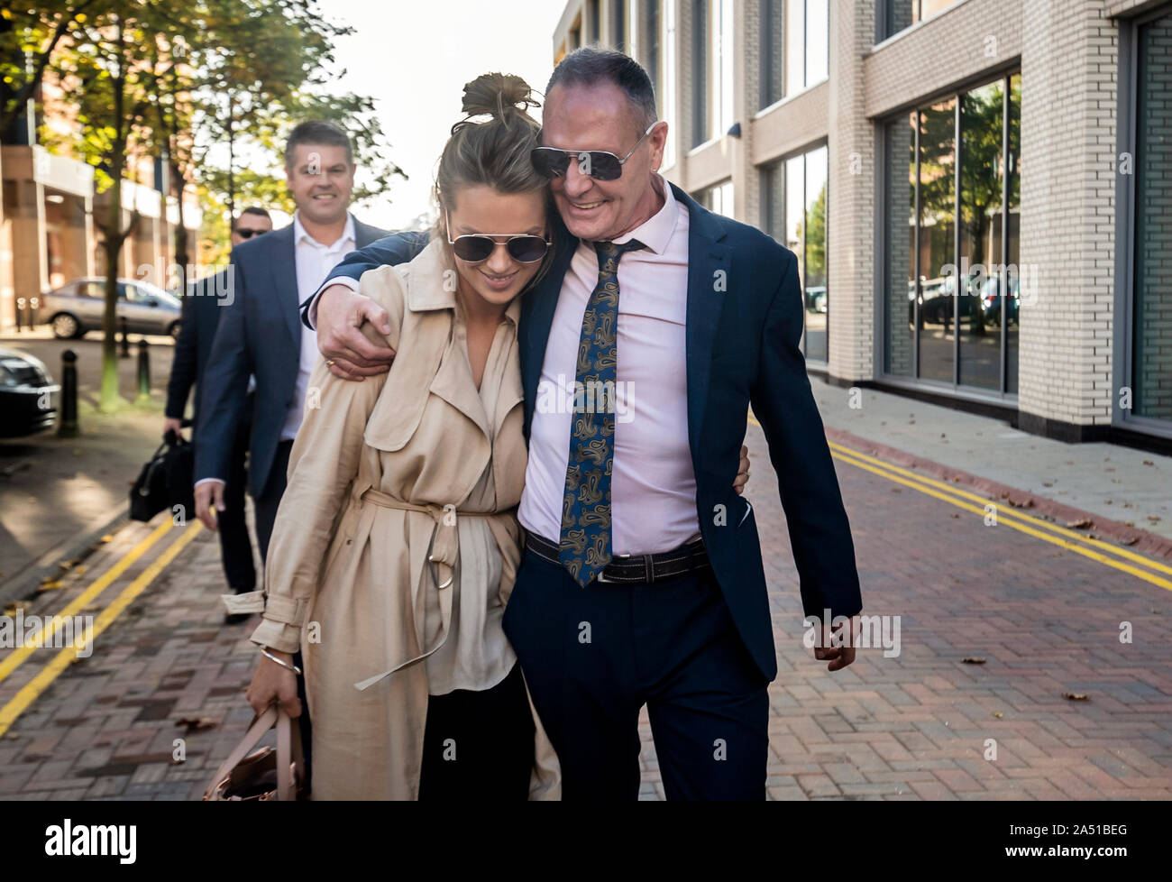 Former England footballer Paul Gascoigne with Katie Davies, Personal Manager for Paul Gascoigne M&N Management, leaving Teesside Crown Court, Middlesbrough, after he was cleared of all charges of sexually assaulting a woman on a train. Stock Photo
