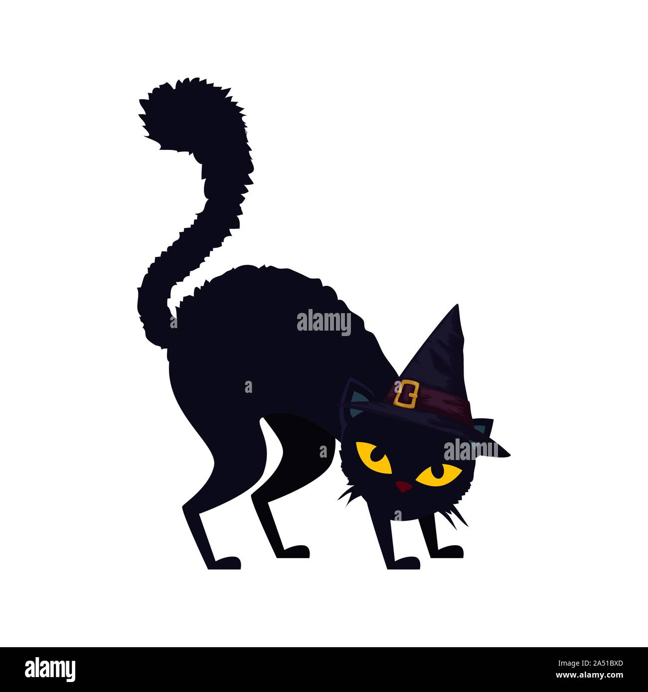 Black Cat Halloween With Hat Witch Stock Vector Image & Art - Alamy