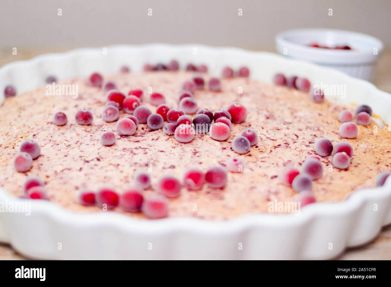 Cake Or Baked Pudding Of Cottage Cheese With Red Bilberry On A