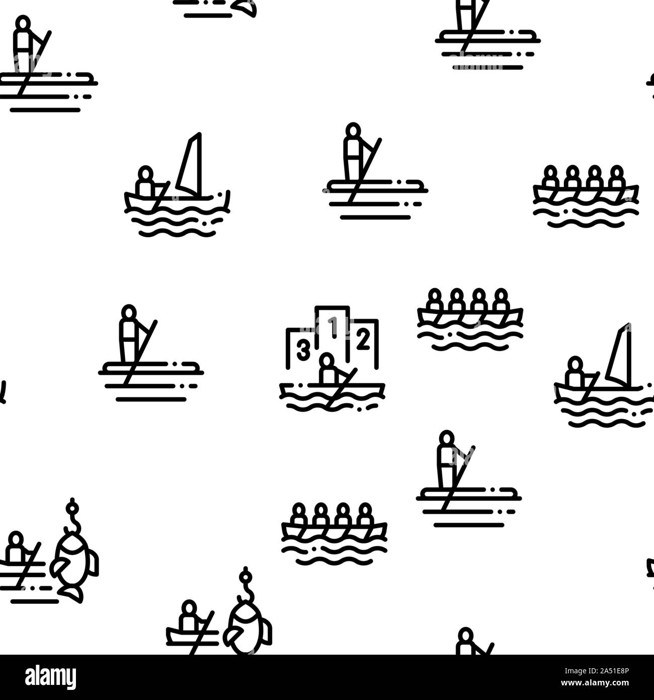 Canoeing Seamless Pattern Vector Stock Vector