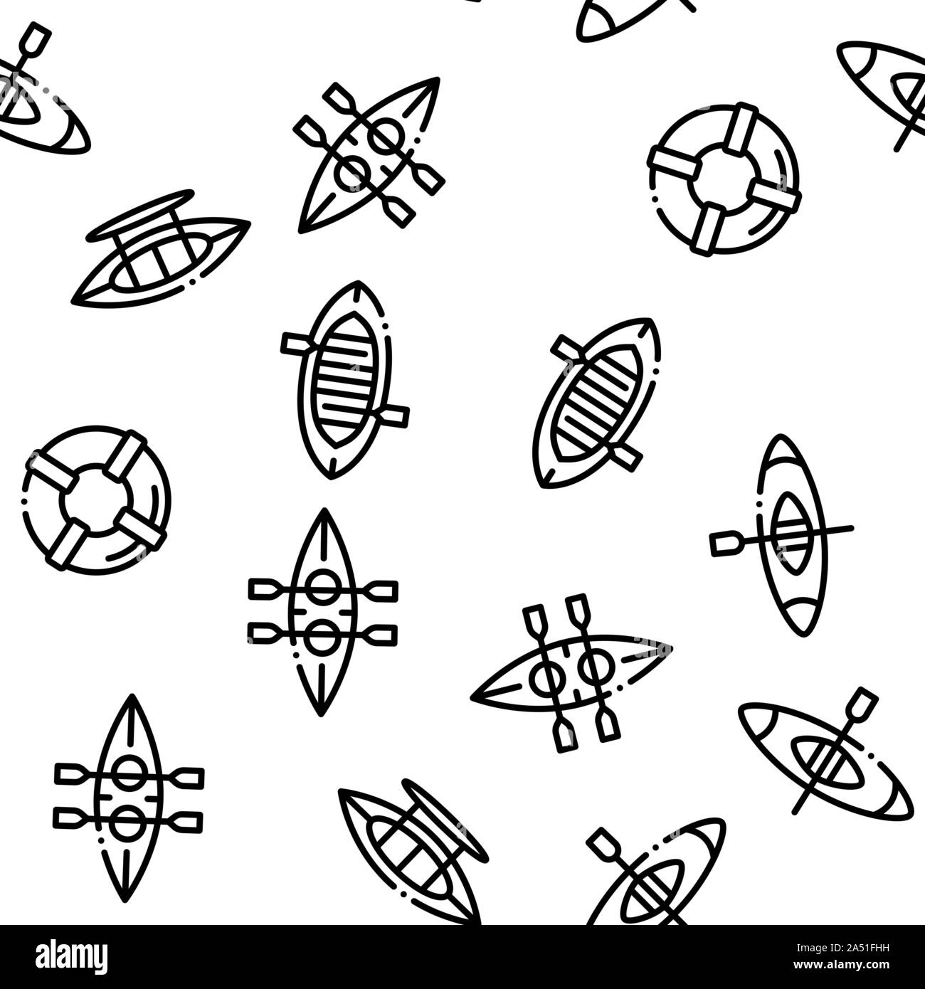 Canoeing Seamless Pattern Vector Stock Vector