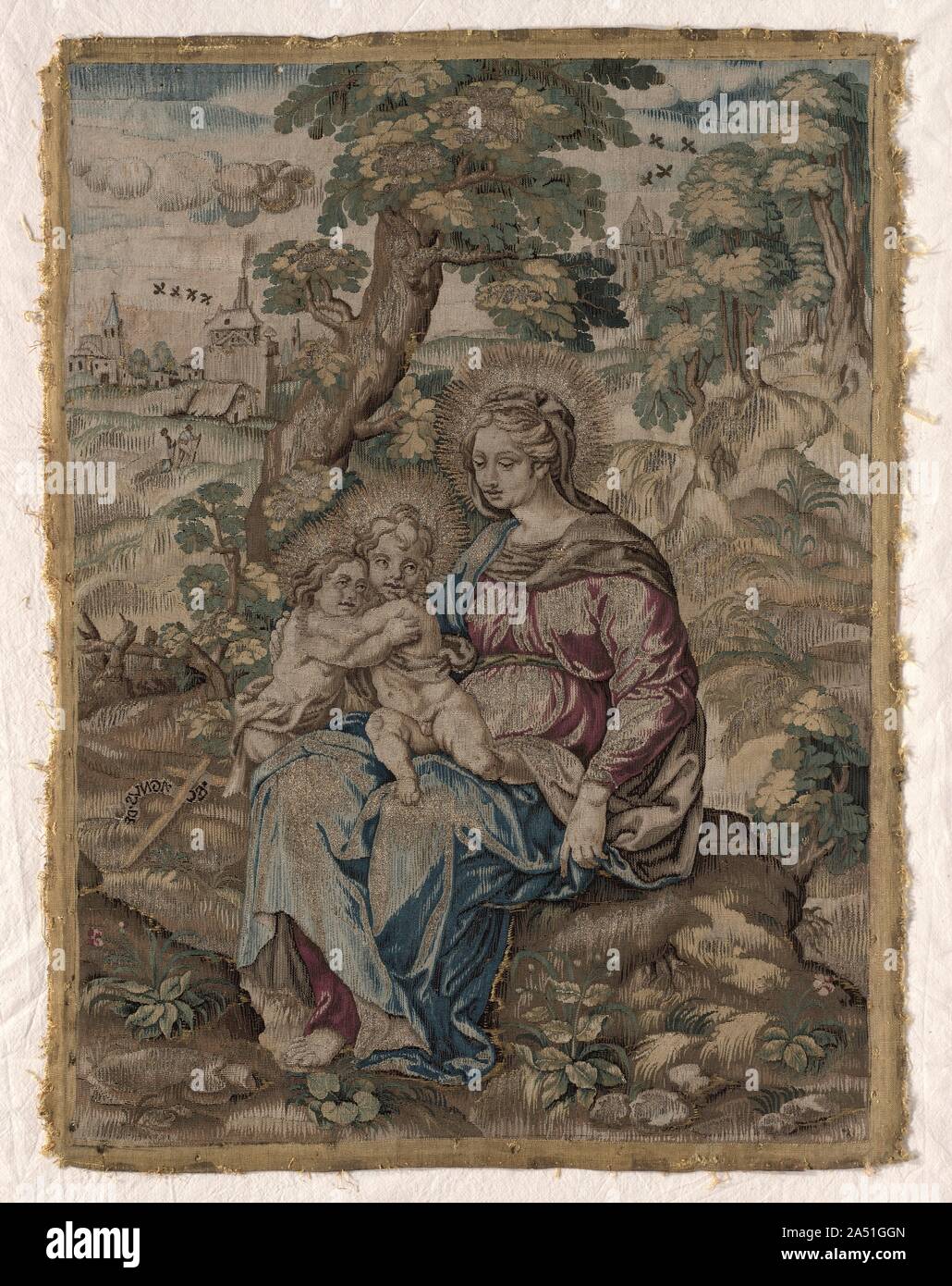 Madonna with Christ Child and Saint John the Baptist, 1500s Stock Photo ...