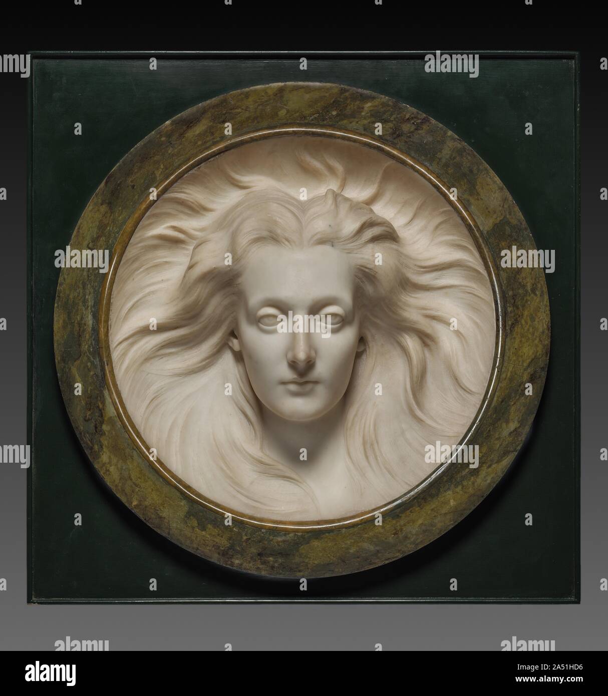 Mary, Lady Molyneux, 1868. Munro's method of portraying Lady Molyneux, with her head placed squarely in the center of a circle and her hair radiating outward from her face, gives the image an unusual emotional intensity that is probably the result of focusing relentlessly on the particular character of her features. Stock Photo