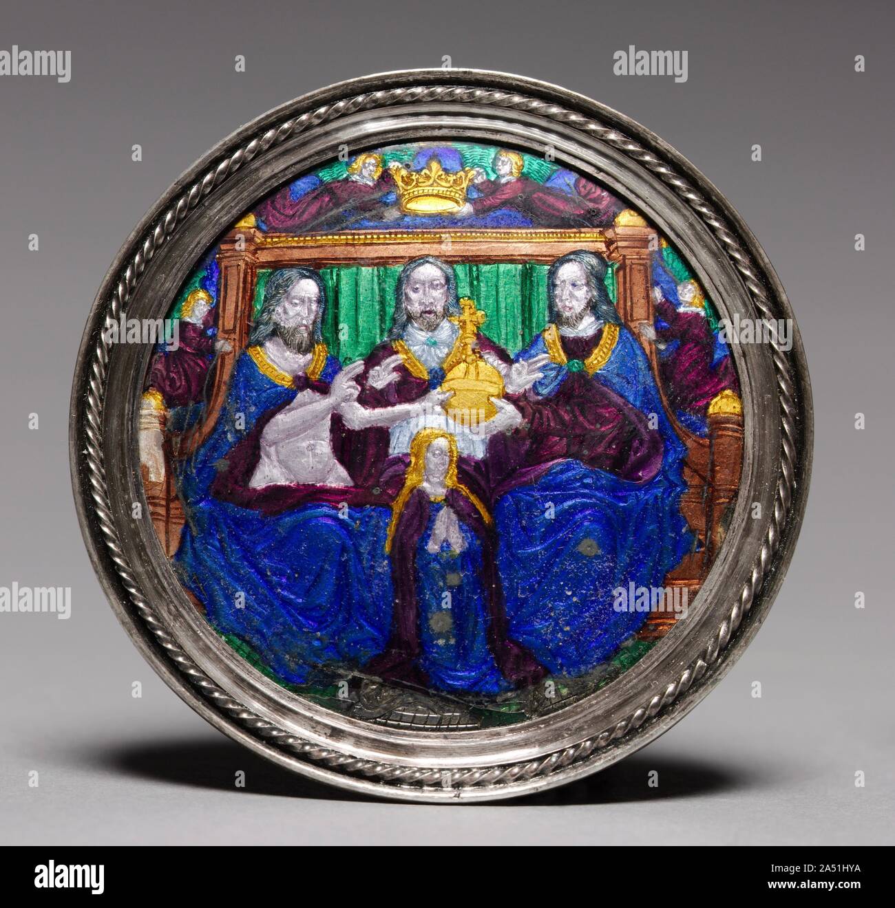 Medallion Coronation of the Virgin, late 1400s. The word enamel