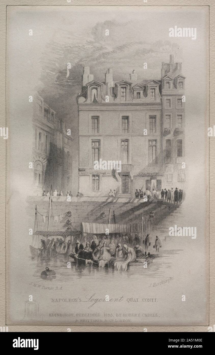 Napoleon's Logement, Quai Conti, 1835. Stock Photo