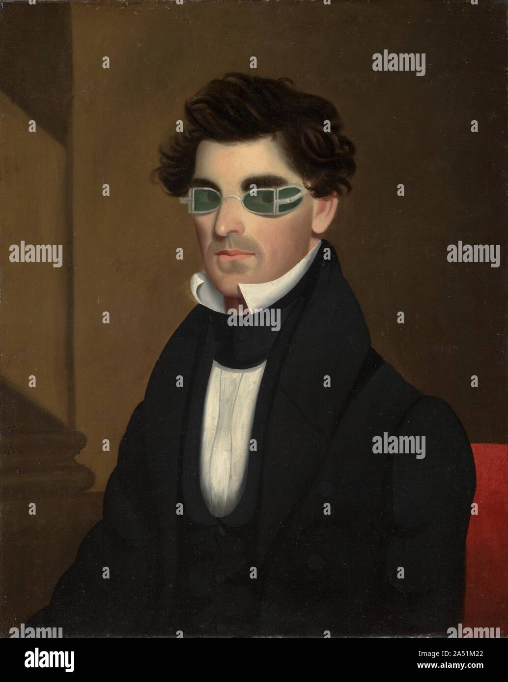 Nathaniel Olds 1837. The green tinted spectacles worn by Olds