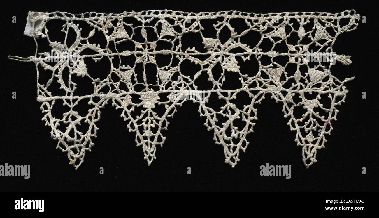 Reticella Renaissance Needlepoint (Reticella) and Bobbin Lace Insertion and Edging, late 16th ...