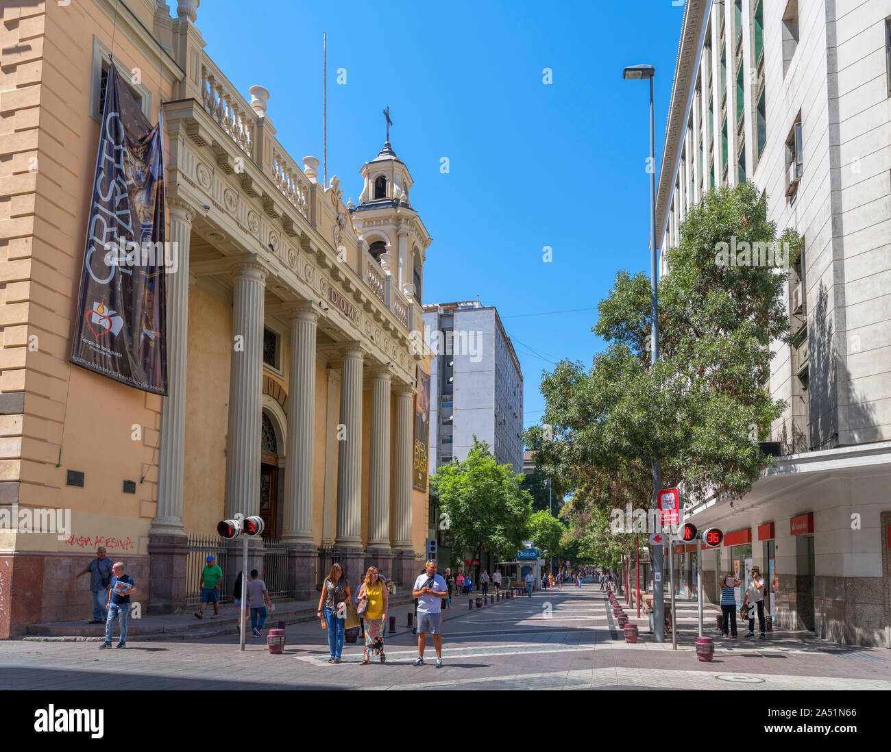 The early 17th century Iglesia de San Agustín (Church of St Augustine), in downtown Santiago, Chile, South America Stock Photo