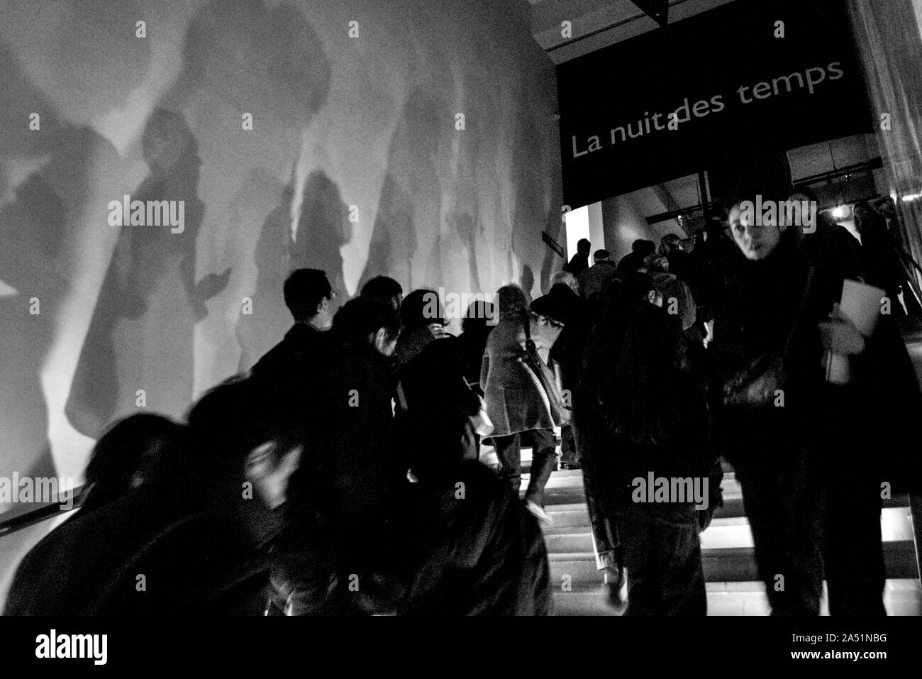 PARIS MUSEE DE L'HOMME 'LA NUIT DES TEMPS' - SHADOWS ON THE WALL - PARIS MUSEUM - ' NIGHT OF THE TIME' PARISIAN - STEPS - PARIS PHOTOGRAPHY © Frédéric BEAUMONT Stock Photo