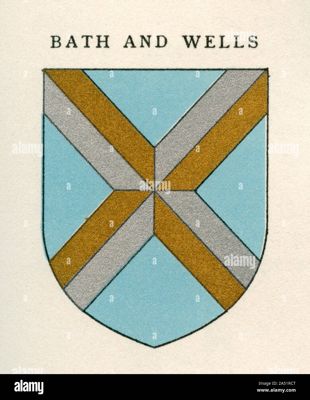 Coat of arms of the Diocese of Bath and Wells.  From Cathedrals, published 1926. Stock Photo