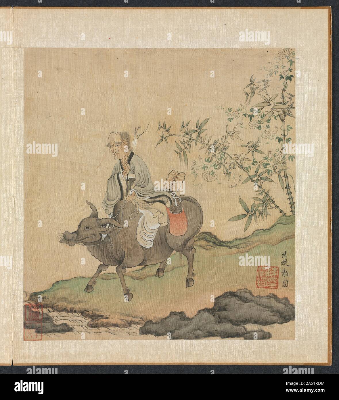 Paintings after Ancient Masters: Laozi Riding an Ox, 1598-1652. Stock Photo