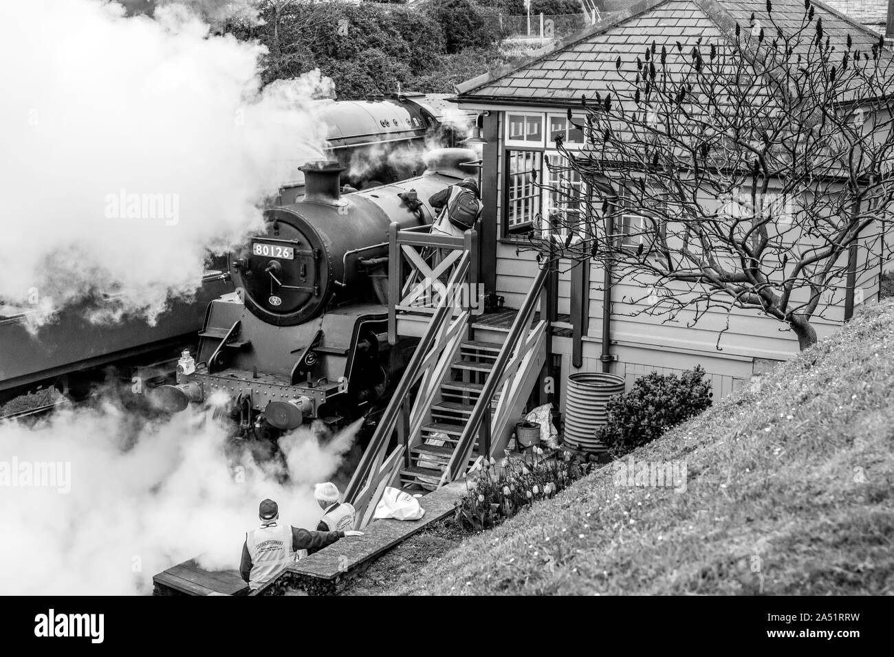Black railway at the Swanage,Dorset, UK Stock Photo