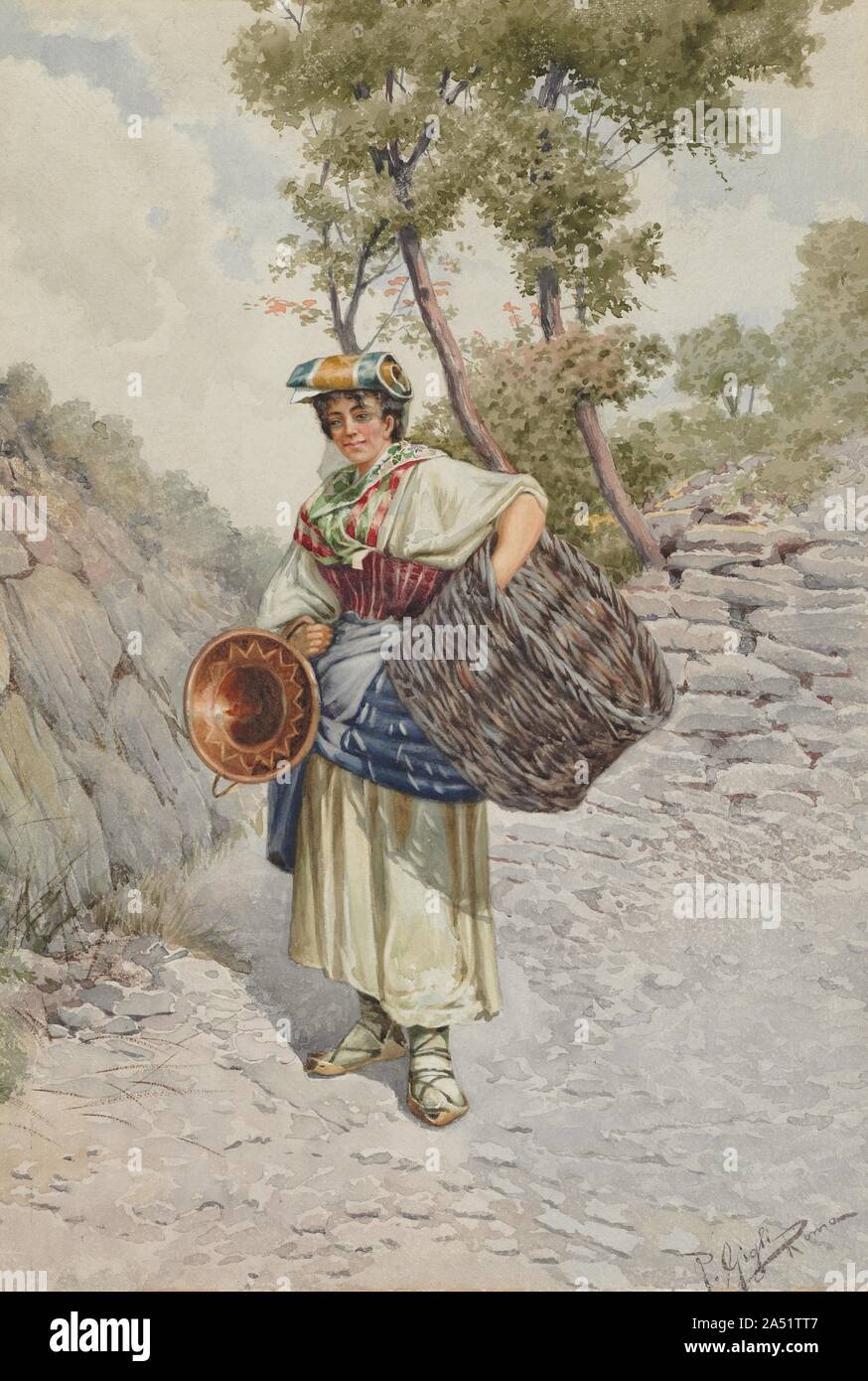 Peasant Girl on a Stony Road, 1800s Stock Photo - Alamy