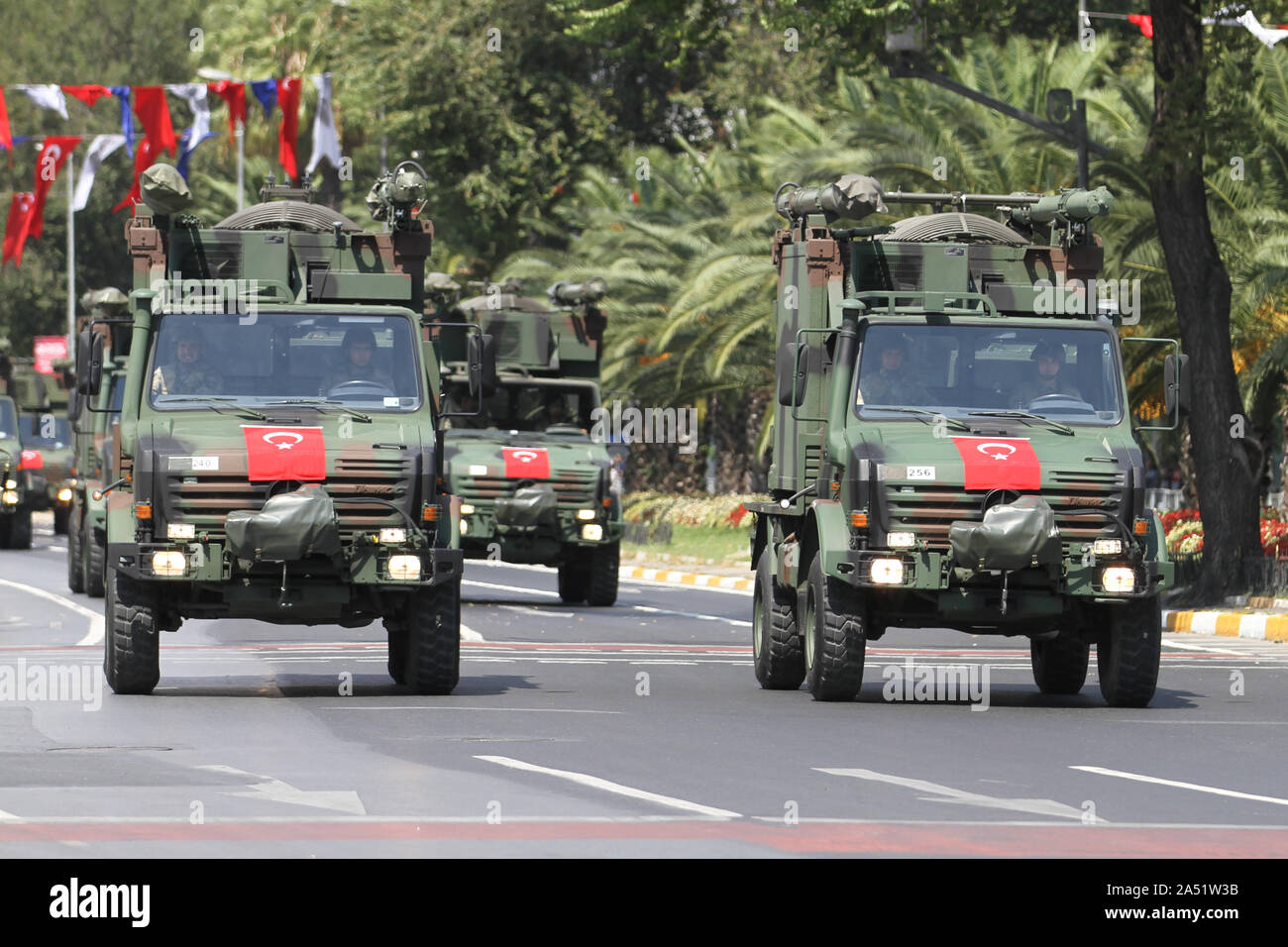 ISTANBUL, TURKEY - AUGUST 30, 2019: Military vehicle during 97th anniversary of 30 August Turkish Victory Day parade on Vatan Avenue Stock Photo