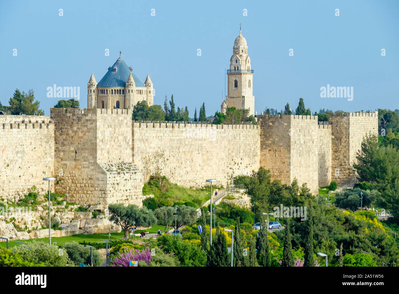 Dormition Abbey on Mount Zion, behind the city walls of the Old City