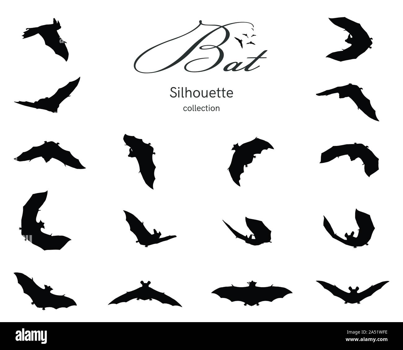 Bat silhouette collection. Stock Vector