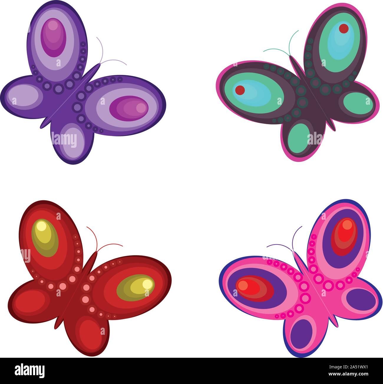 Illustration of abstract colorful butterflies on white background Stock ...