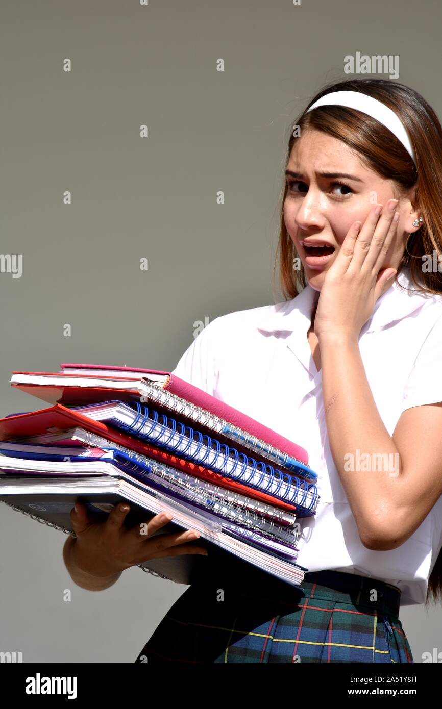 Female Student And Anxiety Wearing School Uniform Stock Photo Alamy