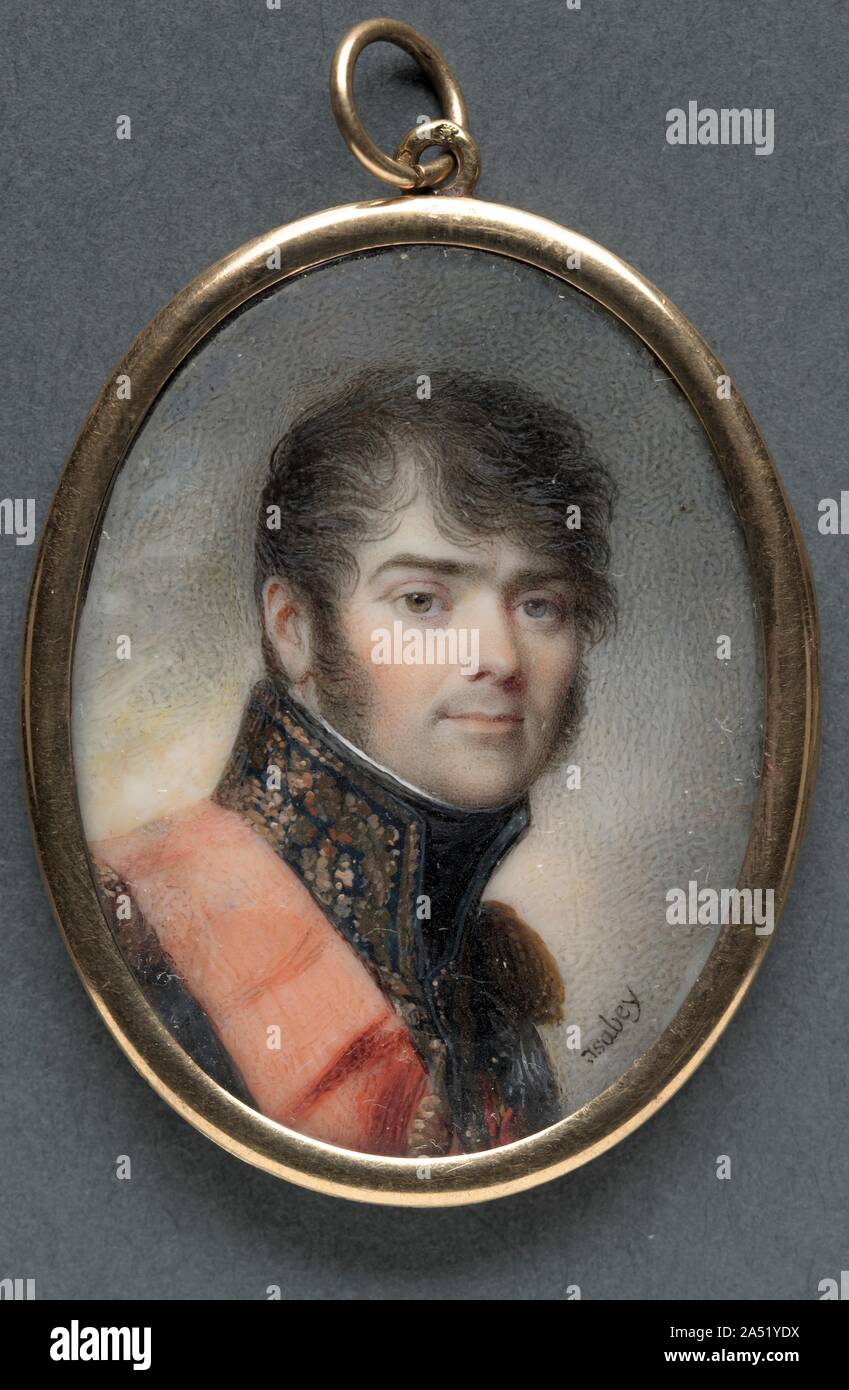 Portrait of Henri Gratien, Comte Bertrand, 1808. Bertrand was a military engineer and companion of Emperor Napoleon, who described the bridges his friend Bertrand built for the French crossing of the Danube at Wagram in 1809 as the finest since the Romans. Stock Photo