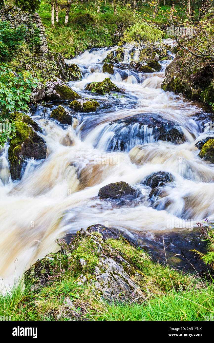 Watendlath Beck waterfall in the Lake District National Park, Cumbria. Stock Photo