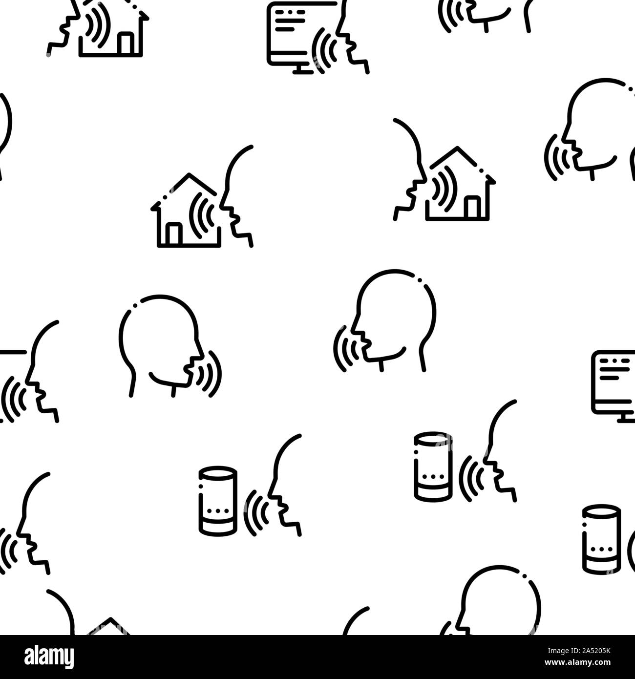 Voice Control Seamless Pattern Vector Stock Vector