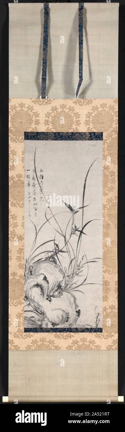 Rock, Bamboo, and Orchids, late 1300s-early 1400s. Stock Photo