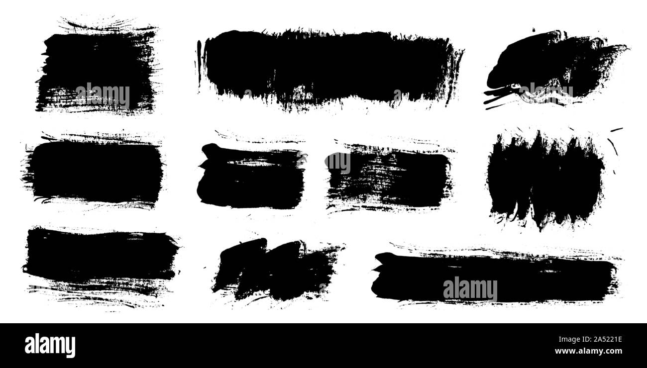 Brush strokes. Vector paintbrush set. Grunge design elements Stock ...