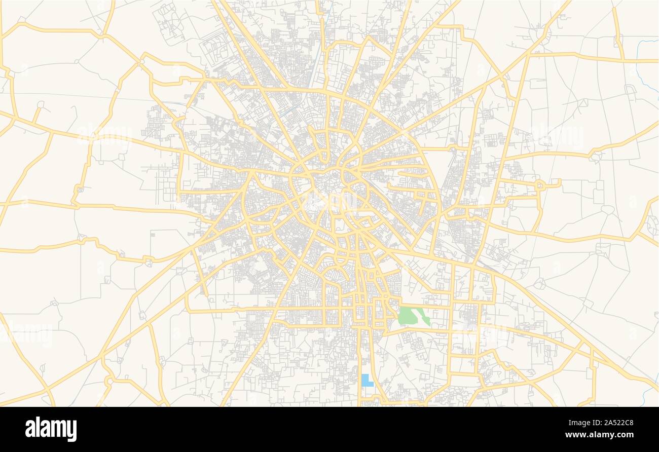Printable street map of Jalandhar, State Punjab, India. Map template for business use. Stock Vector