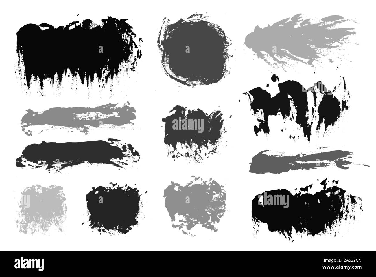 Brush strokes. Vector paintbrush set. Grunge design elements Stock ...