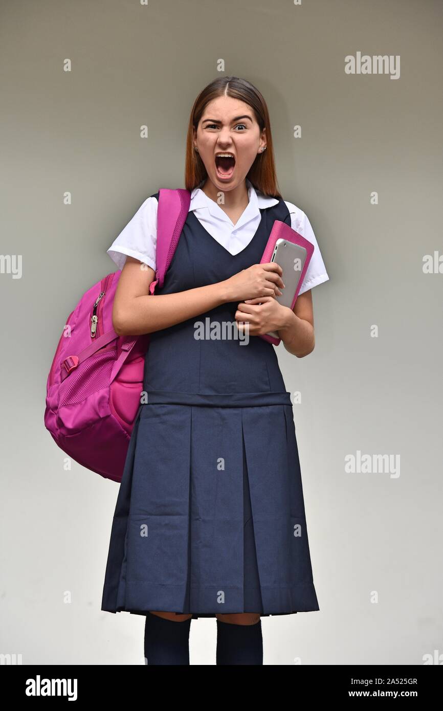 Student Teenager School Girl Yelling Stock Photo