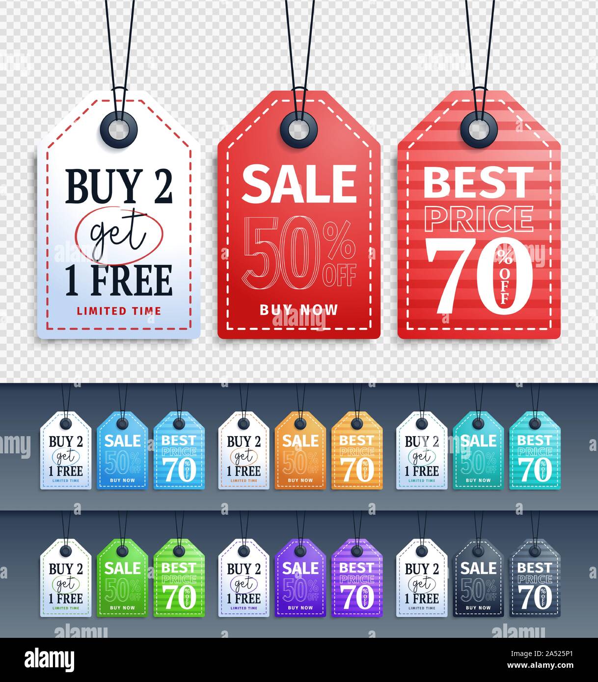 Vector Sale Tags Design Collection Hanging with Different Colors for