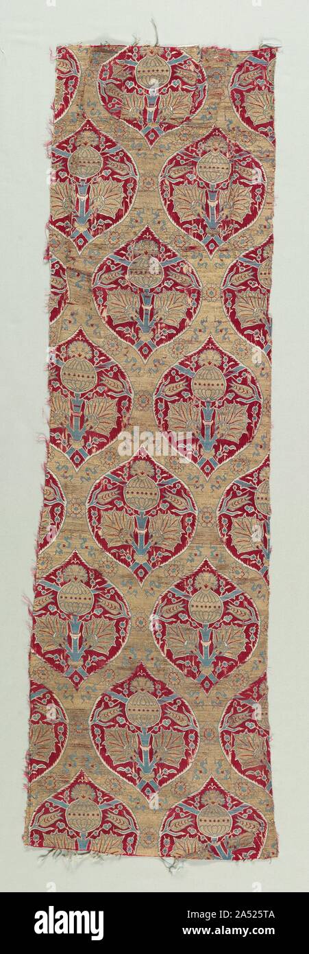 Silk and Gold Brocade Fragments, 1600-1650. Stock Photo