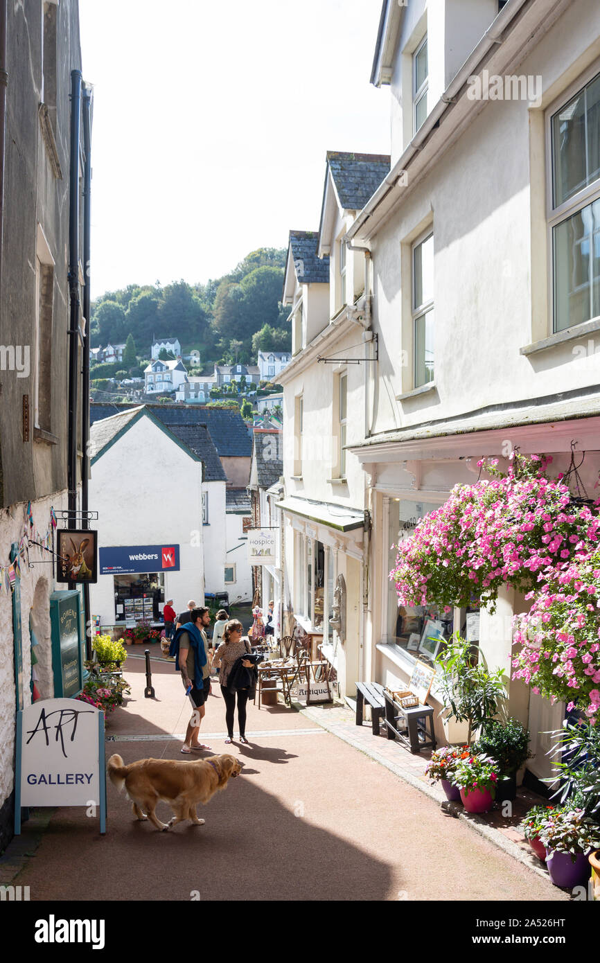 Pedestrianised Queen Street, Lynton, Devon, England, United Kingdom
