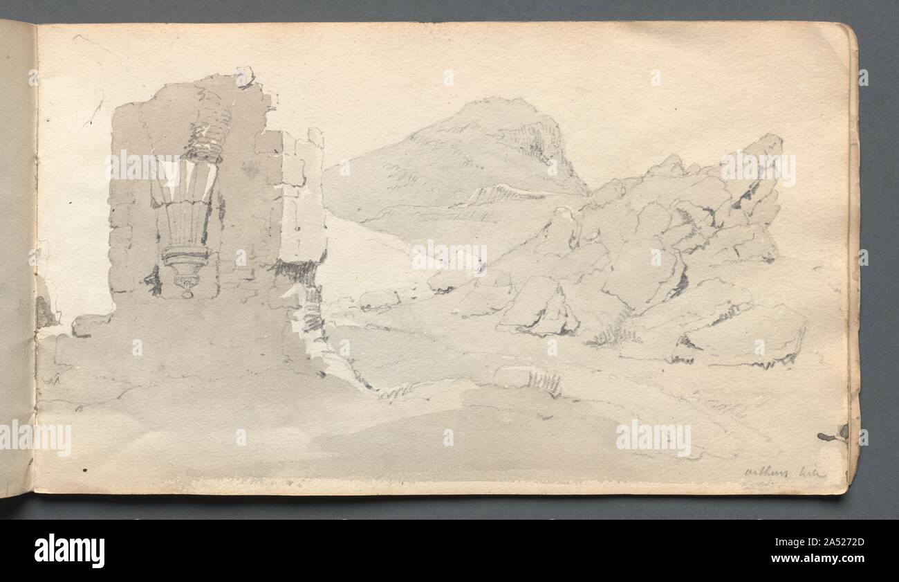 Sketchbook: &quot;Ruin&quot;, 1814. John Ruskin (also in this gallery) admired Prout&#x2019;s strength as a draftsman. Like the topographical watercolourists of the 18th century, Prout emphasized form over colour in his watercolours, as is evident in the monochromatic, delicate English views in this sketchbook. Stock Photo