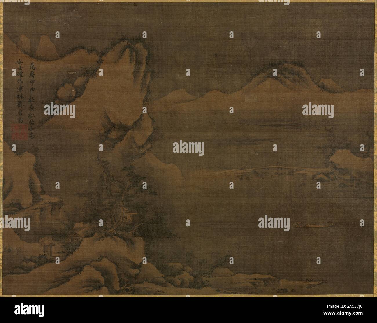 Snowscape With Figures 1584 This Scroll Is A Rare Surviving Example Of Early Joseon Period Painting The Names Of The Painter Kim Si The Patron The Date And Title Of The Painting Are