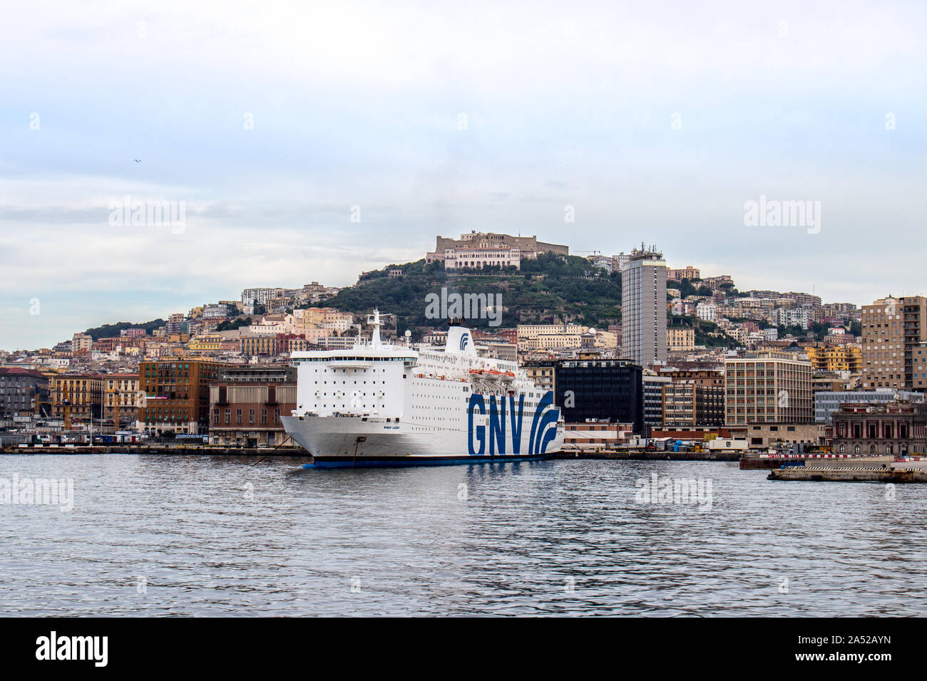 GNV ship, port of Naples, Campania Stock Photo