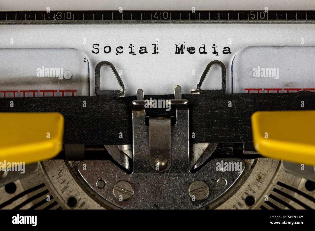 old typewriter with text social media Stock Photo
