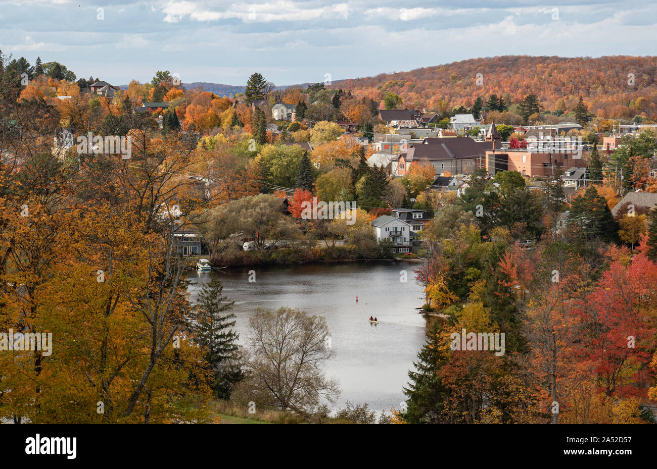 A scenic view of Huntsville  Ontario which is famous for fall colours and waterways. Stock Photo