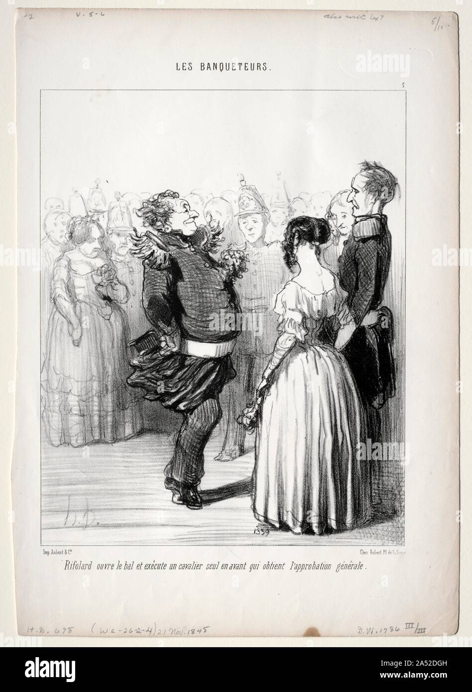 The Banqueters, plate 5: Rifolard opens the ball, 1848. Stock Photo
