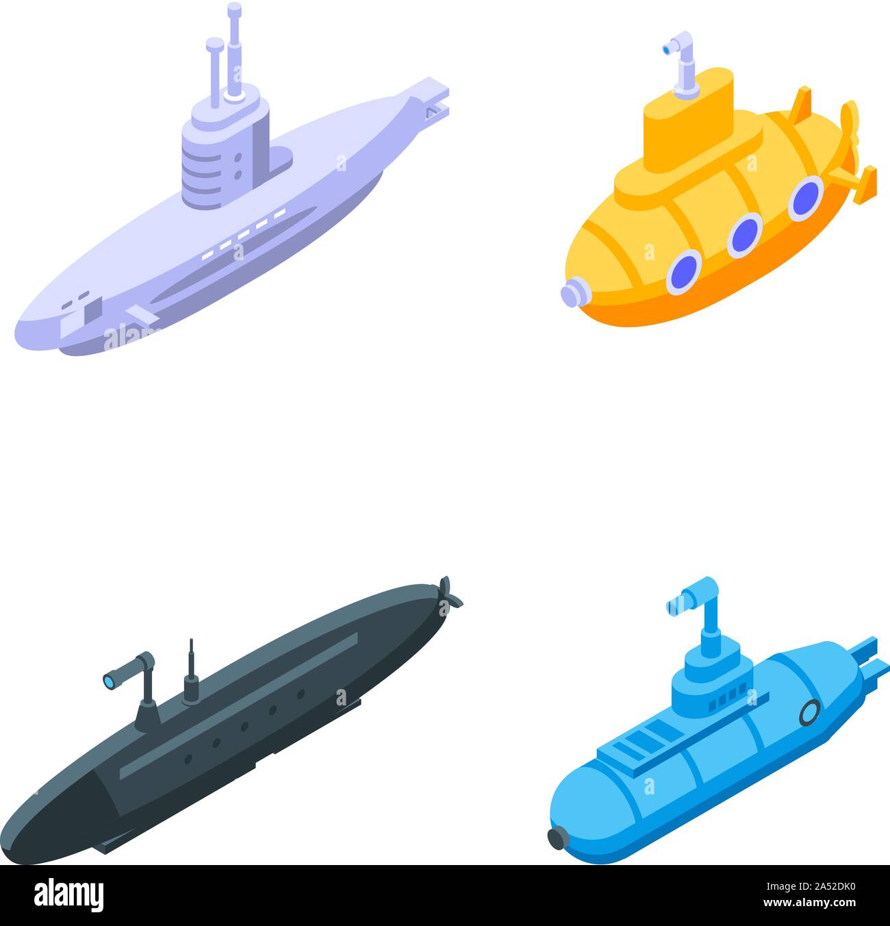 Periscope icons set, isometric style Stock Vector