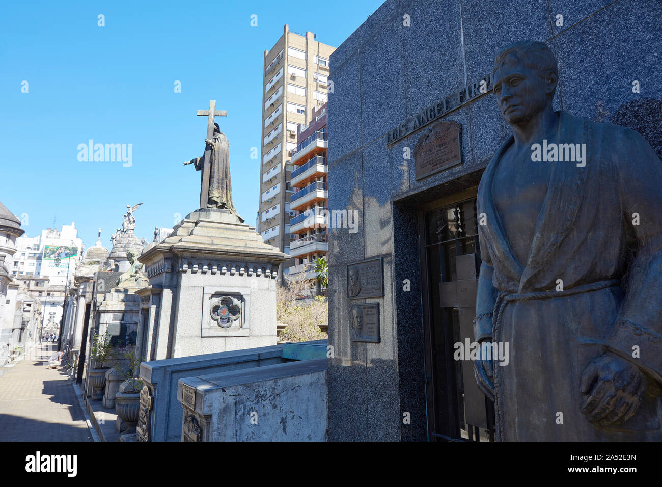 The mausoleum of the Argentine boxer 'Luis Angel Firpo' inside the Recoleta monumental cemetery, Buenos Aires, Argentina. Stock Photo