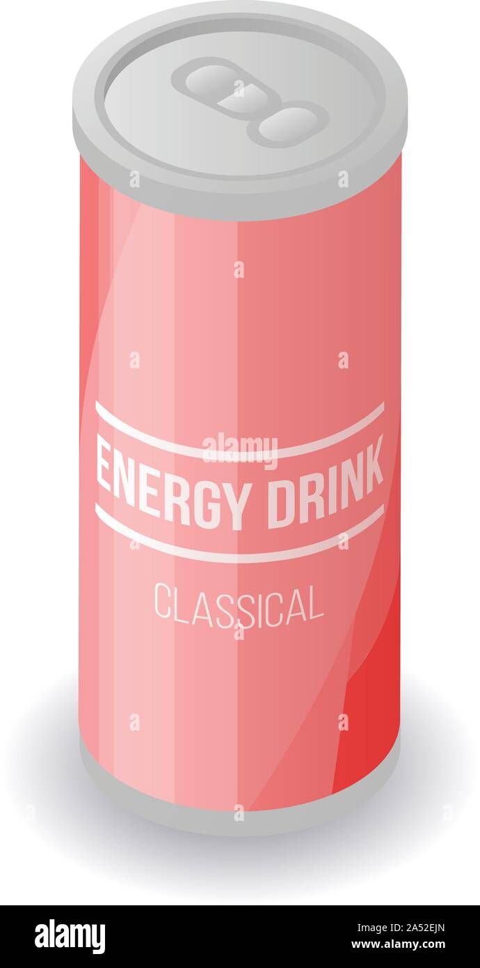 Red energy drink tin icon, isometric style Stock Vector