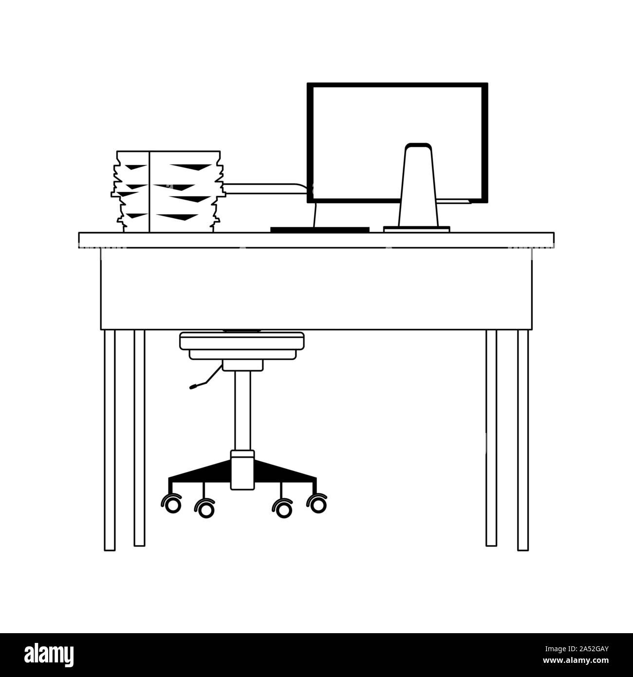 Office desk icon, flat design Stock Vector Image & Art Alamy