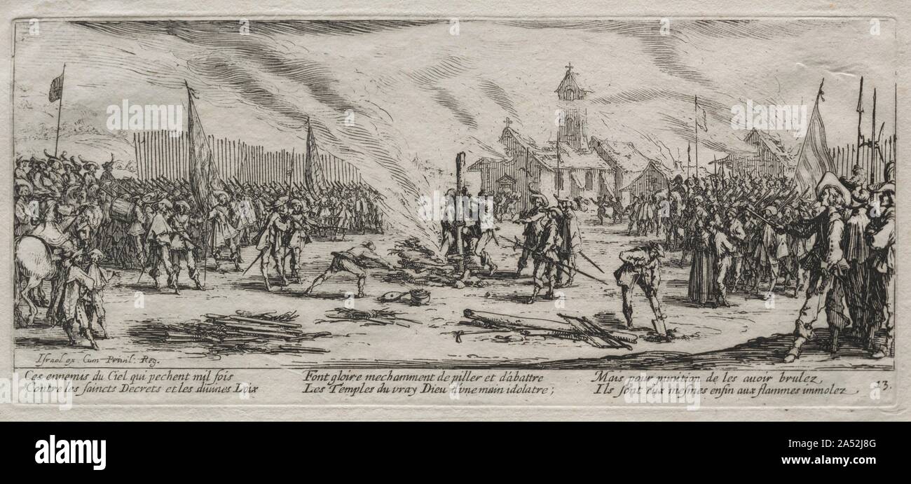 The Large Miseries of War: Burning at the Stake, 1633. Stock Photo