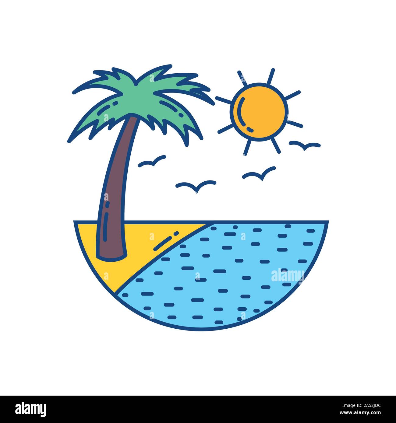 beach palm sea tropical travel vacation vector illustration Stock ...